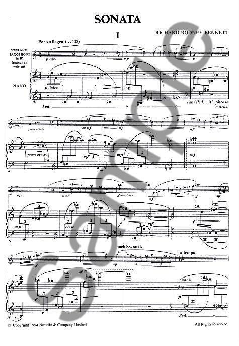 Richard Rodney Bennett: Sonata for Soprano Saxophone and Piano