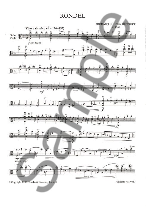 Richard Rodney Bennett: Rondel For Solo Viola
