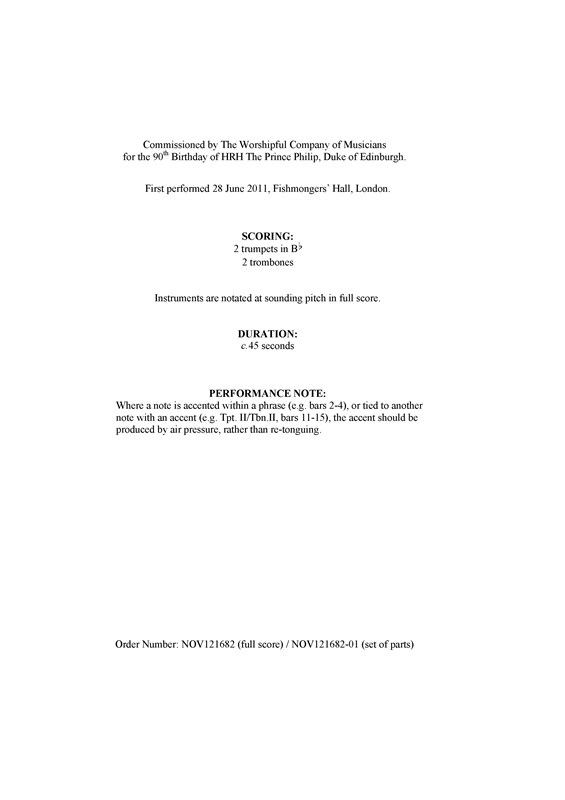 Tarik O'Regan: A Ducal Fanfare (Score)