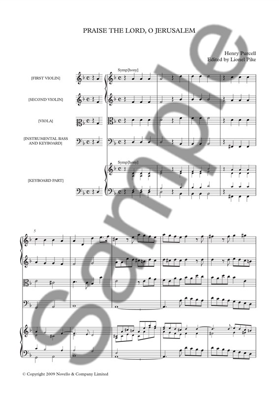 Purcell Society Volume 17 - Praise The Lord, O Jerusalem (Score)