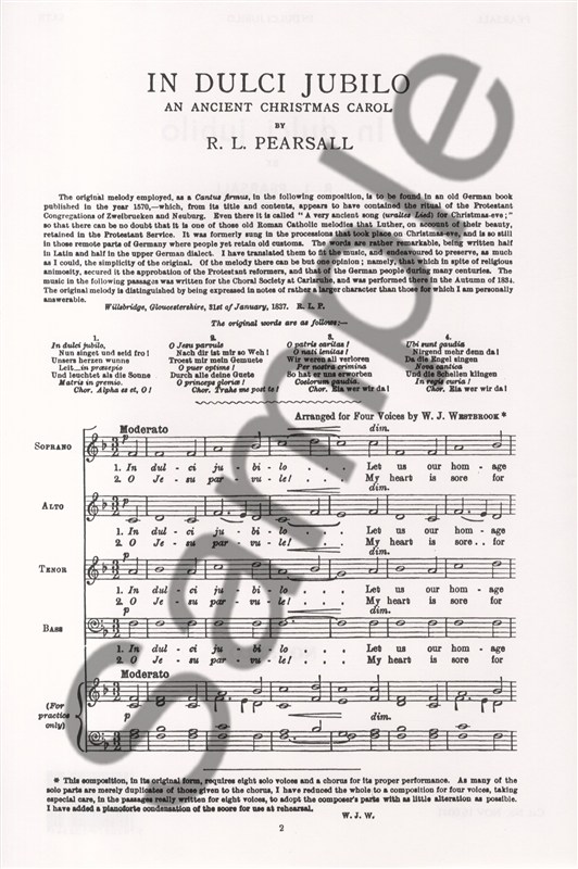 Robert Pearsall: In Dulci Jubilo (SATB)