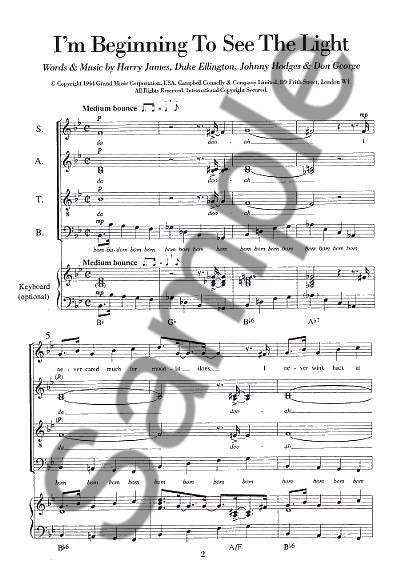 Duke Ellington: I'm Beginning To See The Light (SATB/Piano)