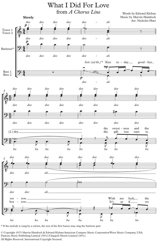 Marvin Hamlisch: What I did For Love (Novello Barbershop)