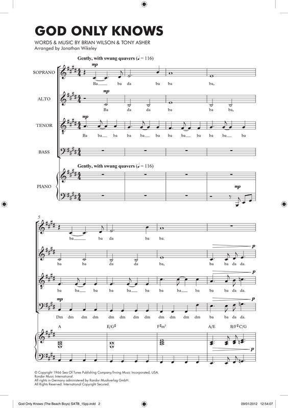 Beach Boys: God Only Knows (SATB/Piano)
