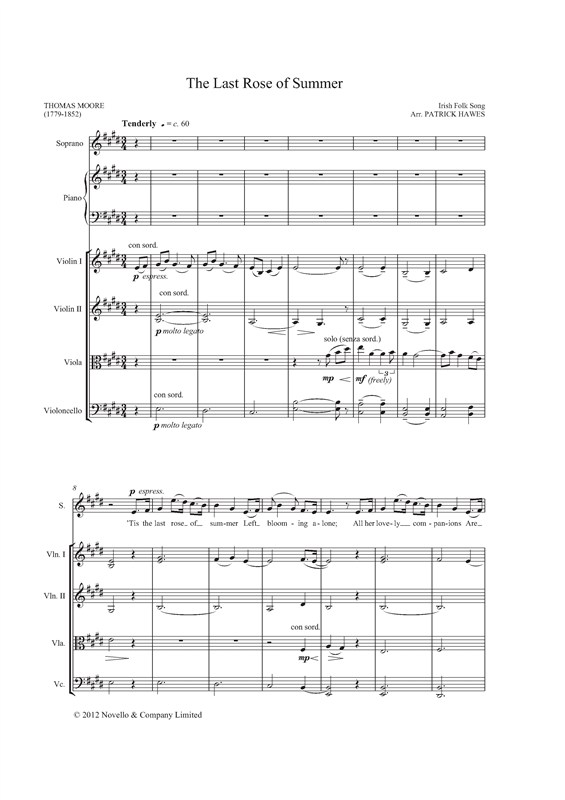 Patrick Hawes: The Last Rose of Summer (Score/Parts)