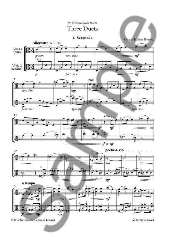 Richard Rodney Bennett: Three Duets for Two Violas (Teacher and Pupil)