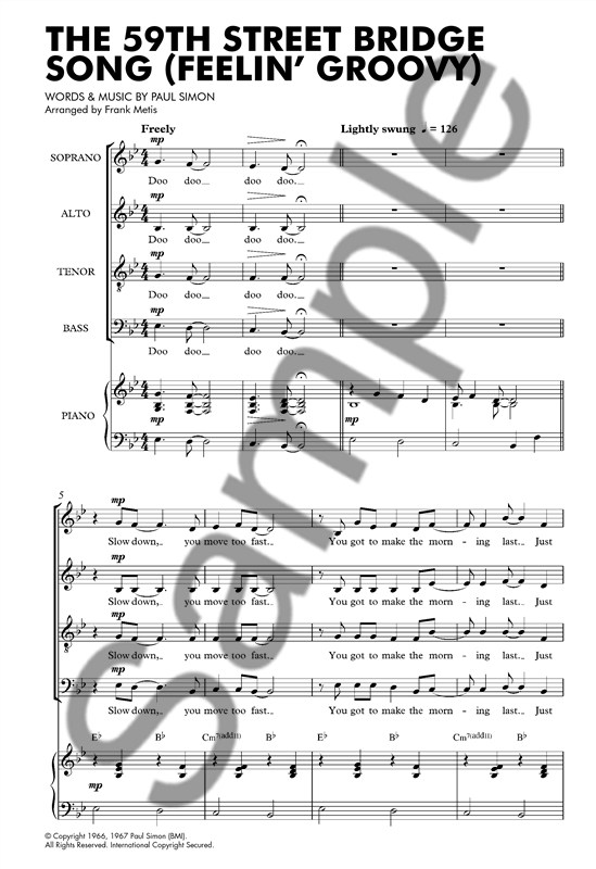 Simon And Garfunkel: The Fifty-Ninth Street Bridge Song (Feelin' Groovy) - SATB/