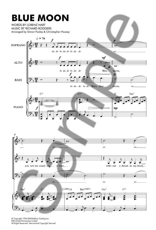 Richard Rodgers/Lorenz Hart: Blue Moon - SAB/Piano