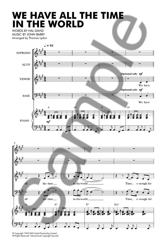 Louis Armstrong: We Have All The Time In The World (SATB/Piano)