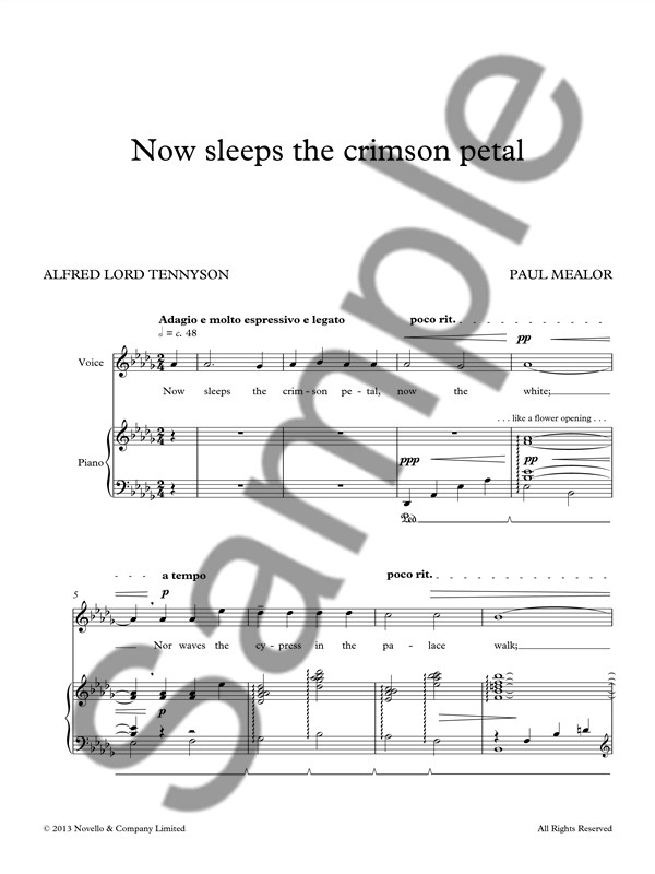 Paul Mealor: Now Sleeps The Crimson Petal (Solo Voice/Piano)