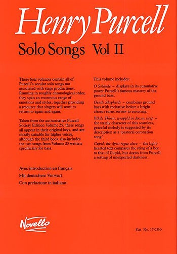 Henry Purcell: Solo Songs Volume II