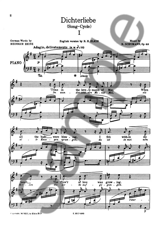 Robert Schumann: Dichterliebe Song Cycle (Medium/High Voice)