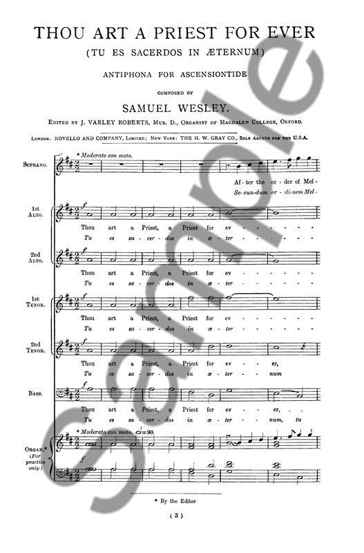 Samuel Wesley: Thou Art A Priest For Ever