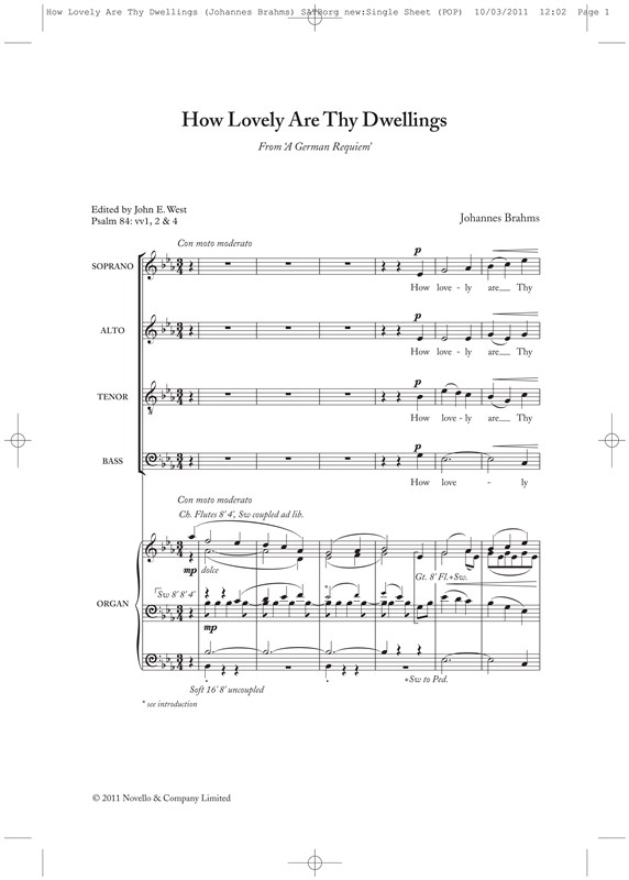 Johannes Brahms: How Lovely Are Thy Dwellings (New Engraving)
