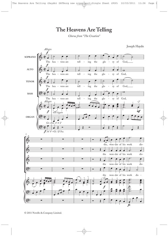 Joseph Haydn: The Heavens Are Telling - The Creation (New Engraving - SATB/Organ