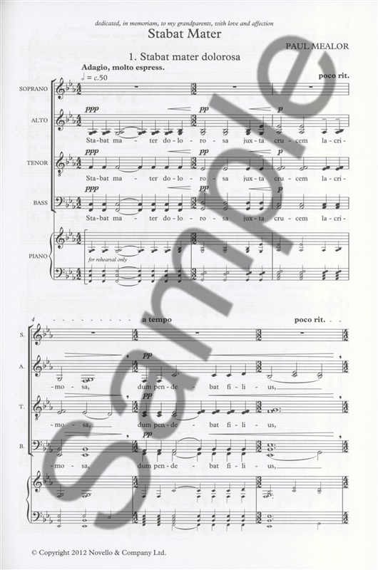 Paul Mealor: Stabat Mater (Vocal Score)