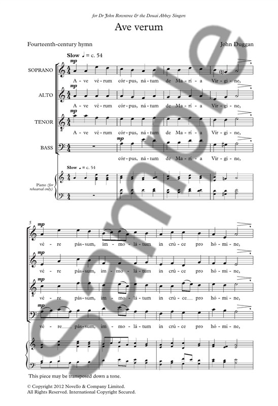 John Duggan: Ave Verum (Novello New Choral Series)