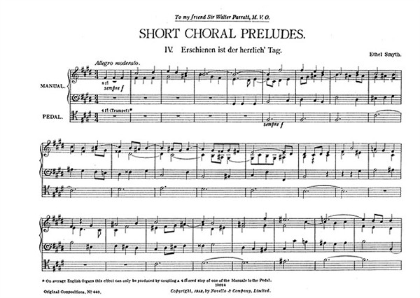 Ethel Smyth: Short Choral Preludes: Nos 4-5 for Organ