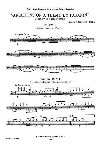 George Thalben-Ball: Variations On A Theme By Paganini For Organ Pedals