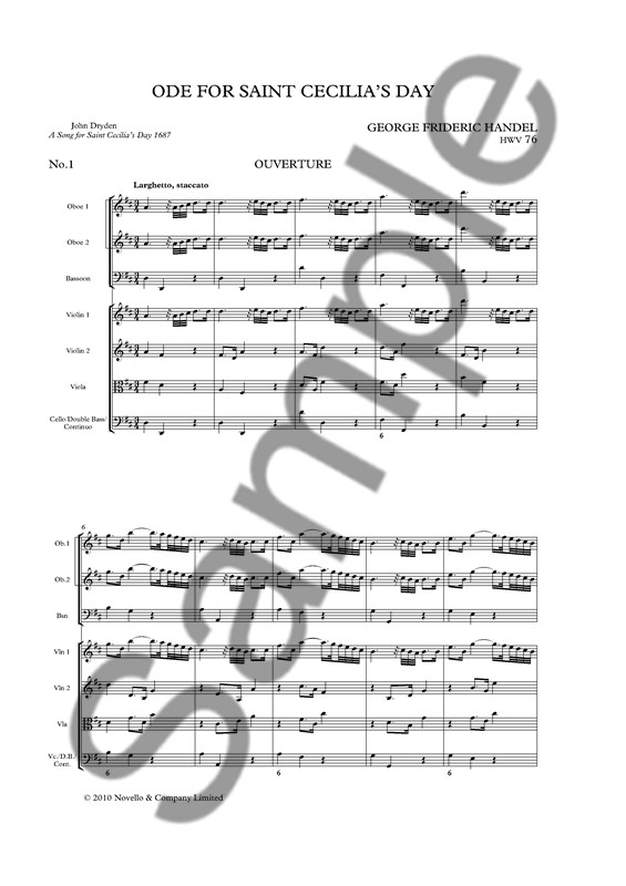 George Frideric Handel: Ode For Saint Cecilia's Day (Full Score)