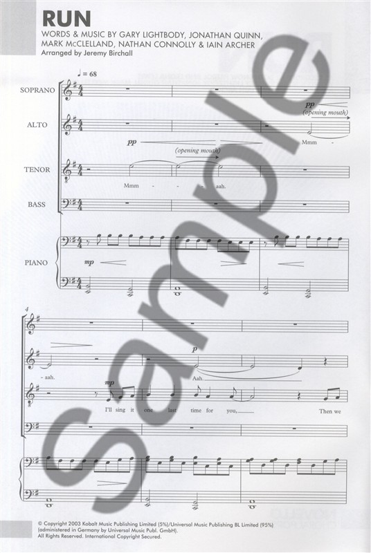 Snow Patrol/Leona Lewis: Run (SATB/Piano)