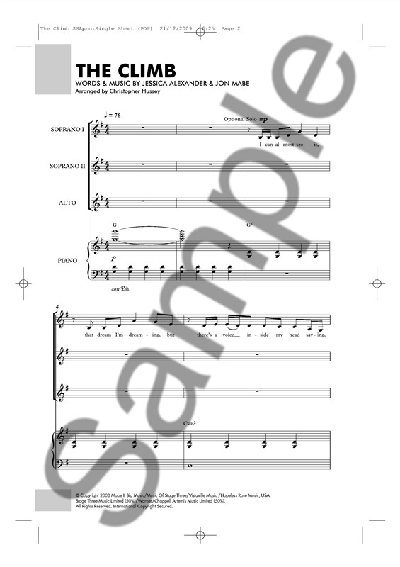 Joe McElderry: The Climb (SSA/Piano)