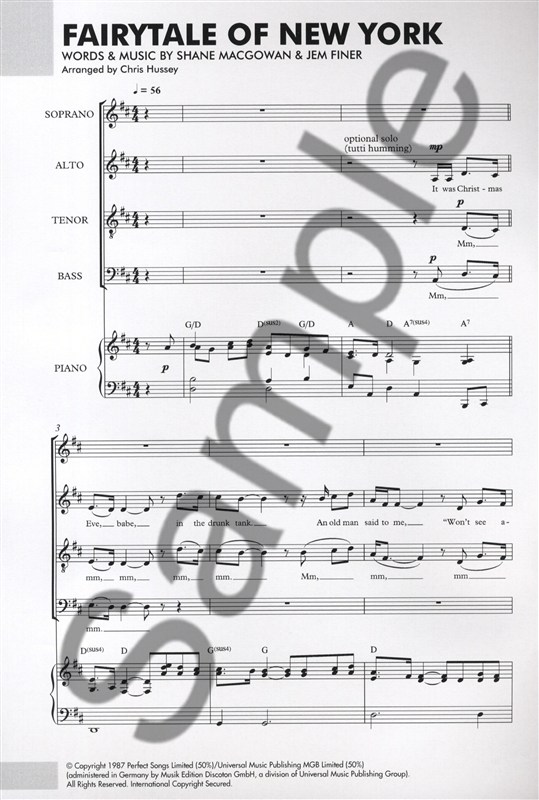 The Pogues/Kirsty MacColl: Fairytale Of New York (SATB/Piano)