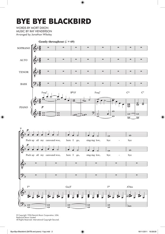 Mort Dixon/Ray Henderson: Bye Bye Blackbird - SATB/Piano