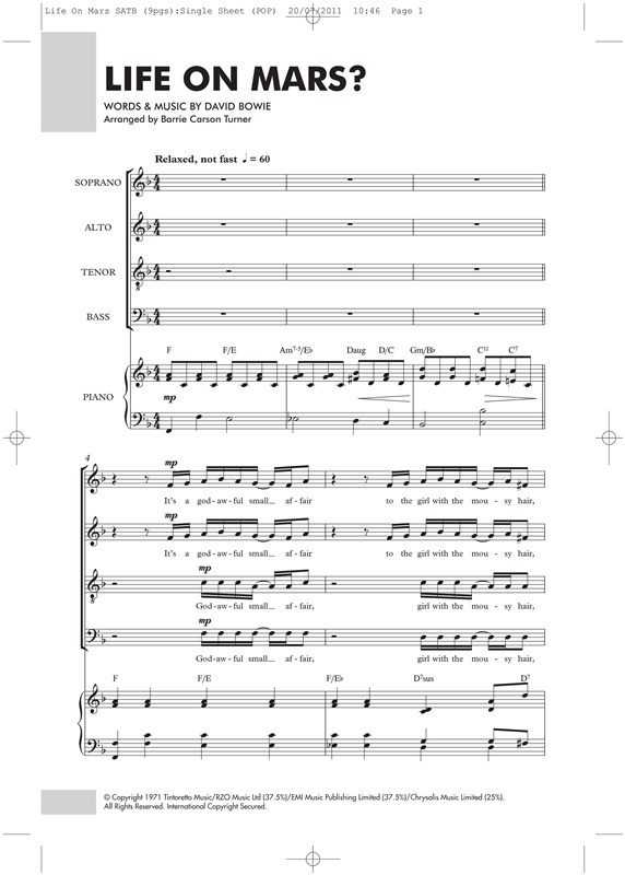 David Bowie: Life On Mars? (SATB/Piano)