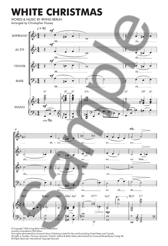Irving Berlin: White Christmas (SATB/Piano)