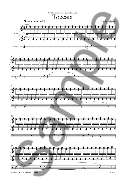 Patrick Hawes: Toccata For Organ