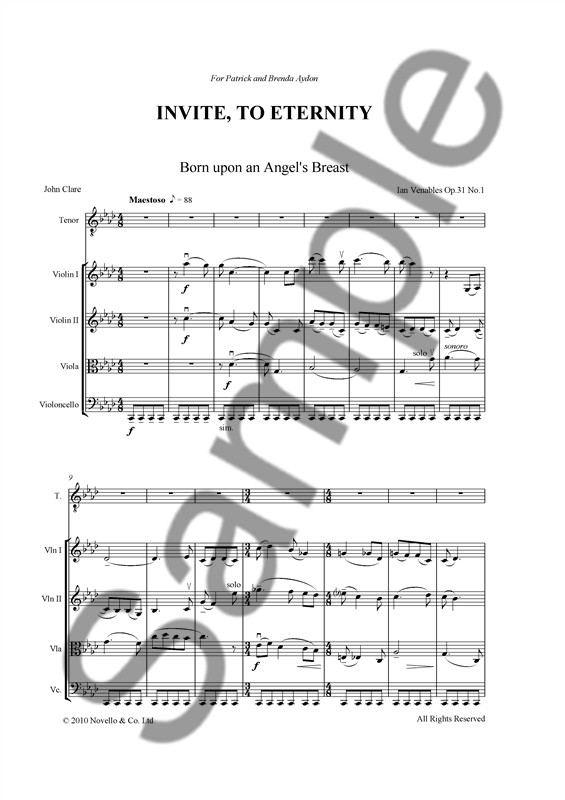Ian Venables: Invite, to Eternity Op.31 (Tenor and String Quartet)