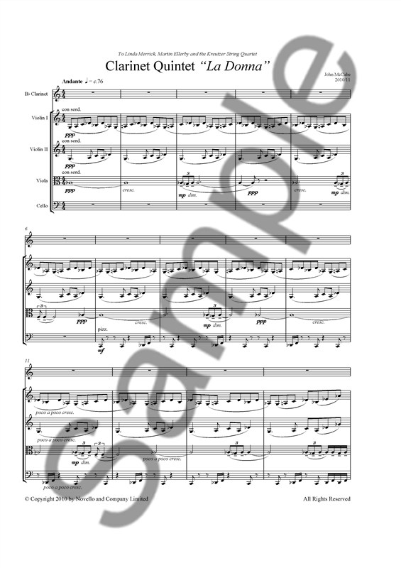 John McCabe: Clarinet Quintet - 'La Donna' (Score)