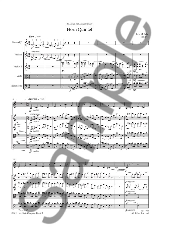 John McCabe: Horn Quintet (Score)