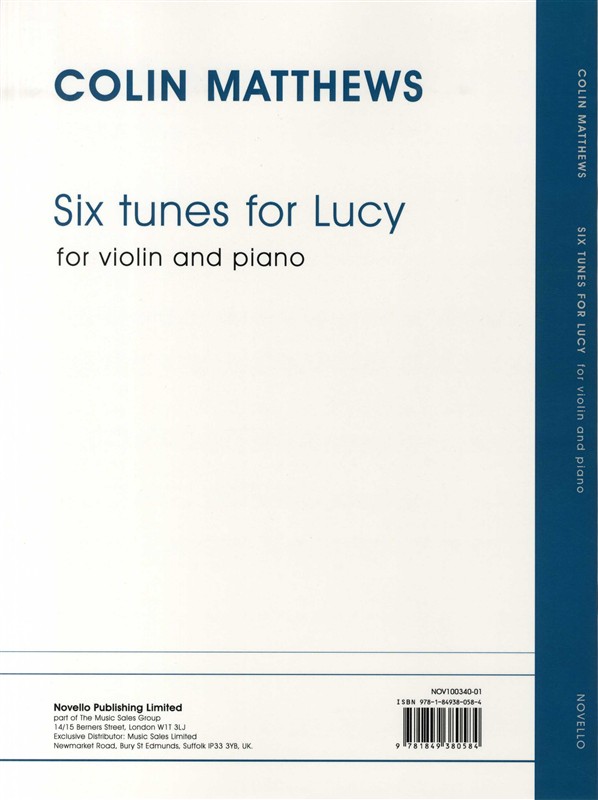 Colin Matthews: Six Tunes For Lucy (Violin/Piano)