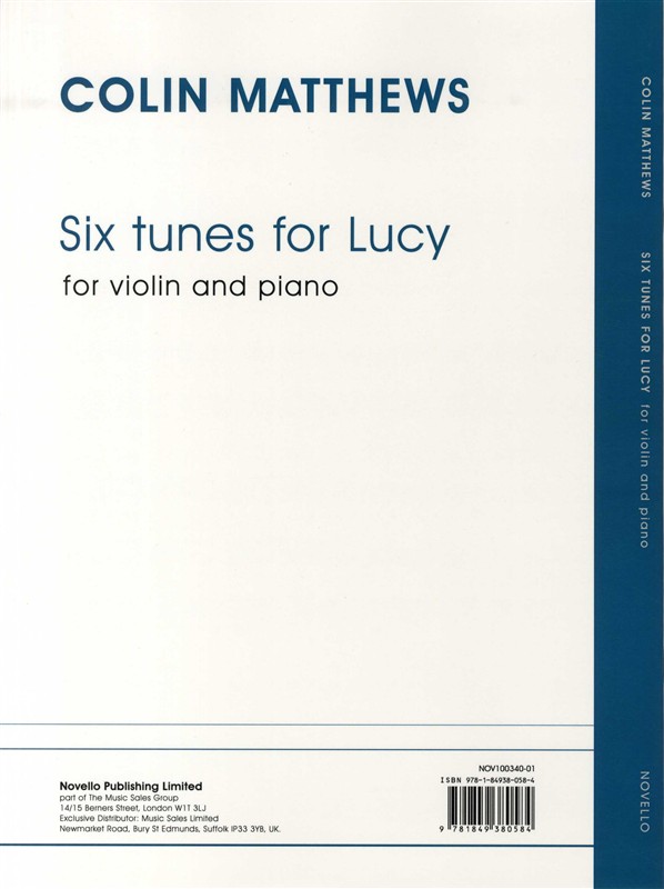 Colin Matthews: Six Tunes For Lucy (Violin/Piano)