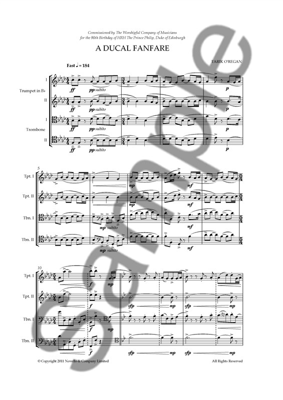 Tarik O'Regan: A Ducal Fanfare (Score)