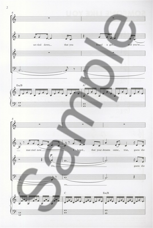 Adele: Someone Like You (Hussey) - SATB/Piano