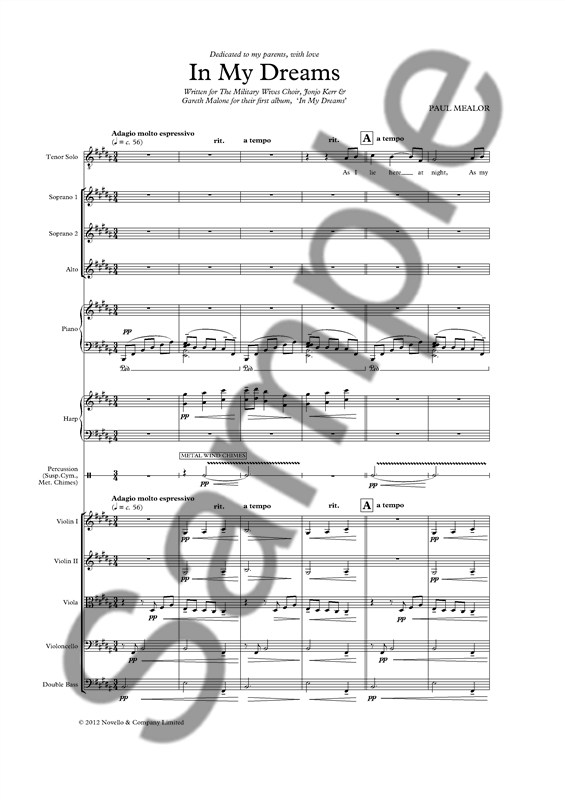 Paul Mealor: In My Dreams (Score)