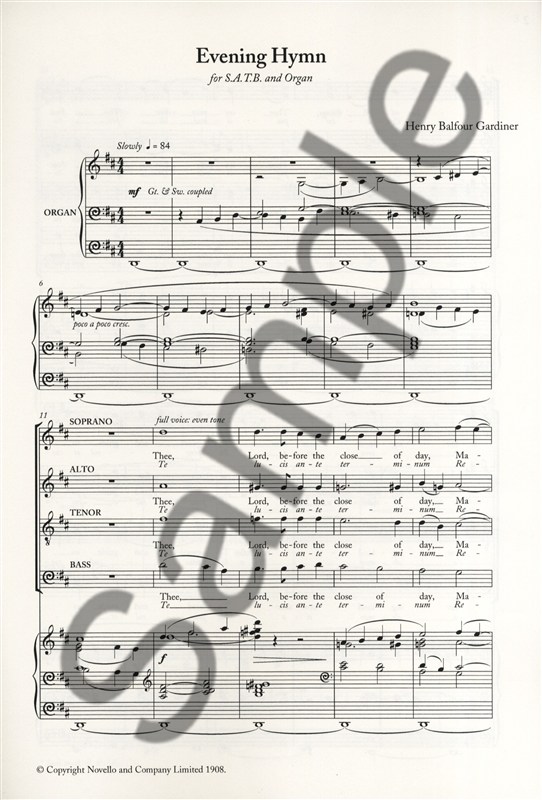 Henry Balfour Gardiner: Evening Hymn - SATB (New Engraving)