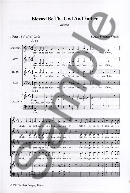 Samuel Sebastian Wesley: Blessed Be The God And Father (New Engraving)