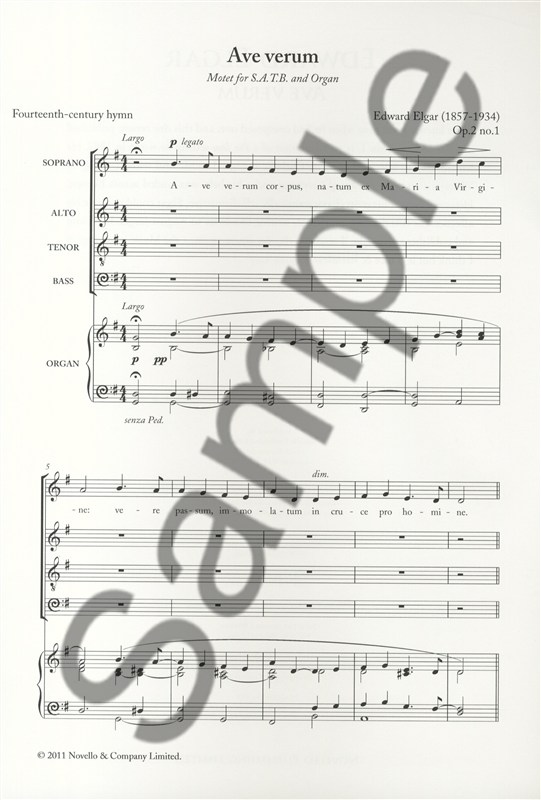 Edward Elgar: Ave Verum Op.2 No.1 (New Engraving)