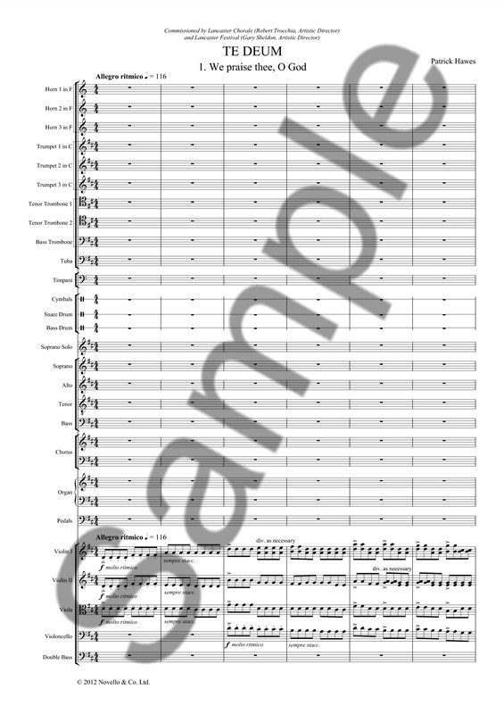 Patrick Hawes: Te Deum - Full Score