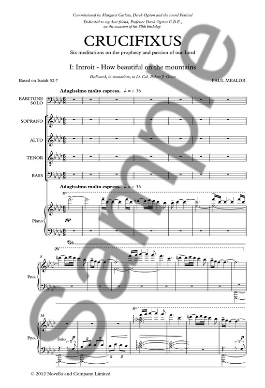 Paul Mealor: Crucifixus (Baritone/SATB/Piano)