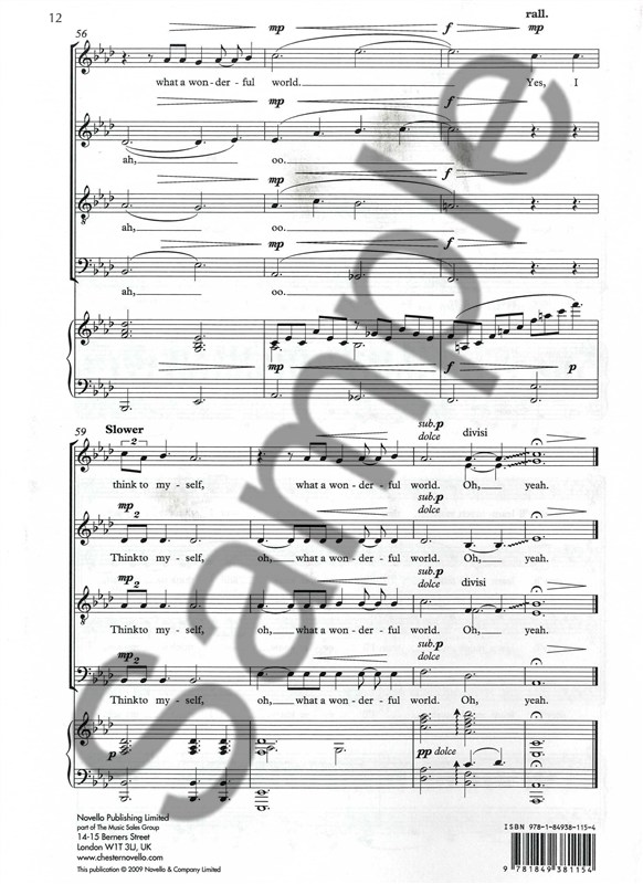 Louis Armstrong: What A Wonderful World (SATB/Piano)