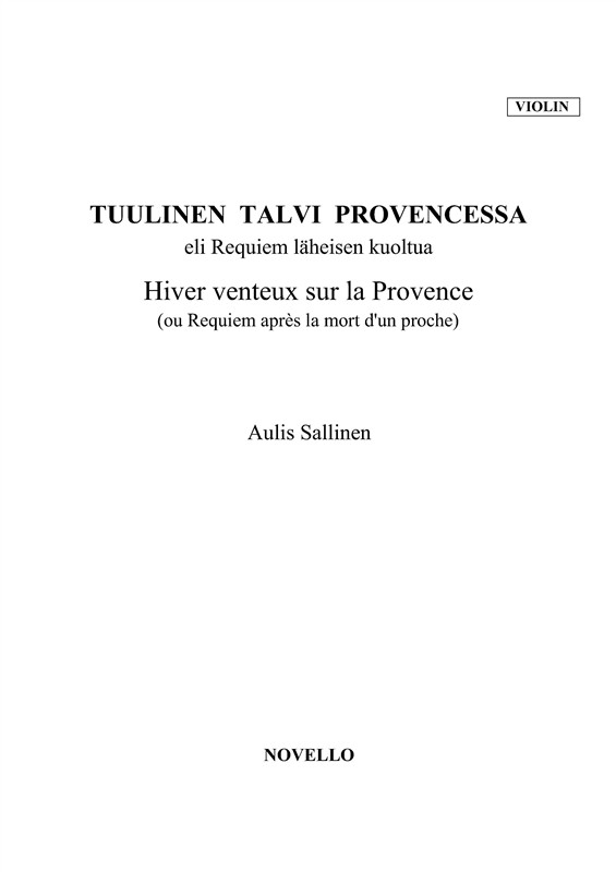 Aulis Sallinen: A Windy Winter In Provence (Violin/Guitar Parts)