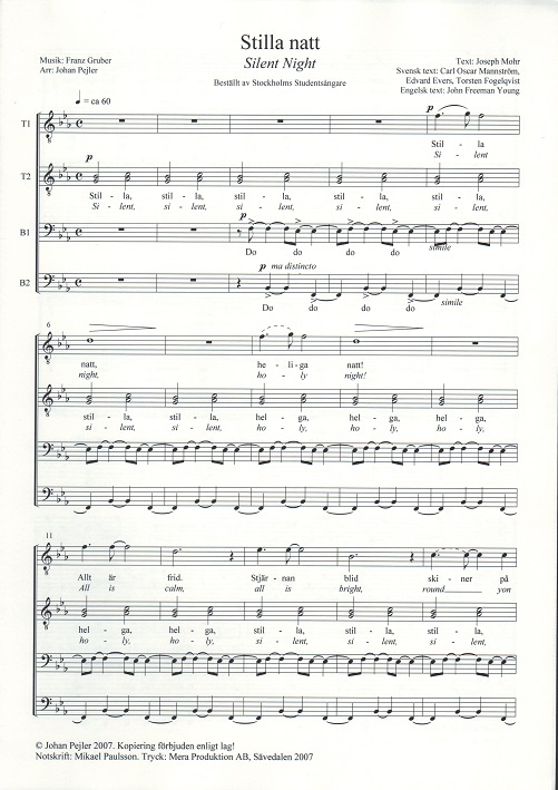 Franz Gruber: Stilla natt (TTBB)