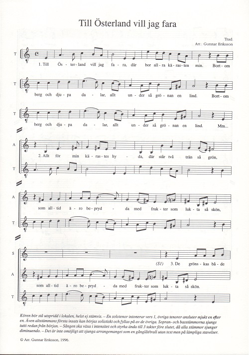 Till Österland vill jag fara (SATB)