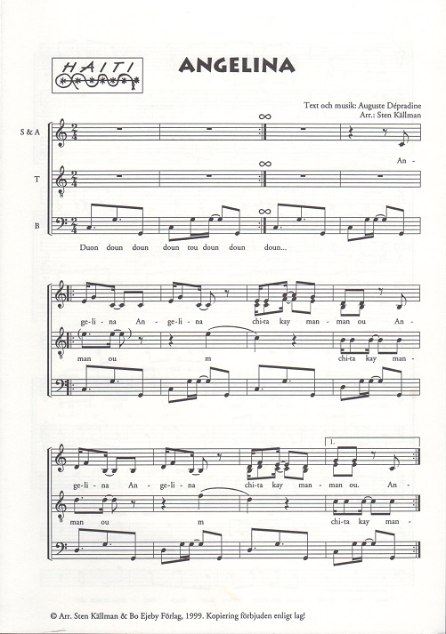 Auguste Dépradine: Angelina (SATB)