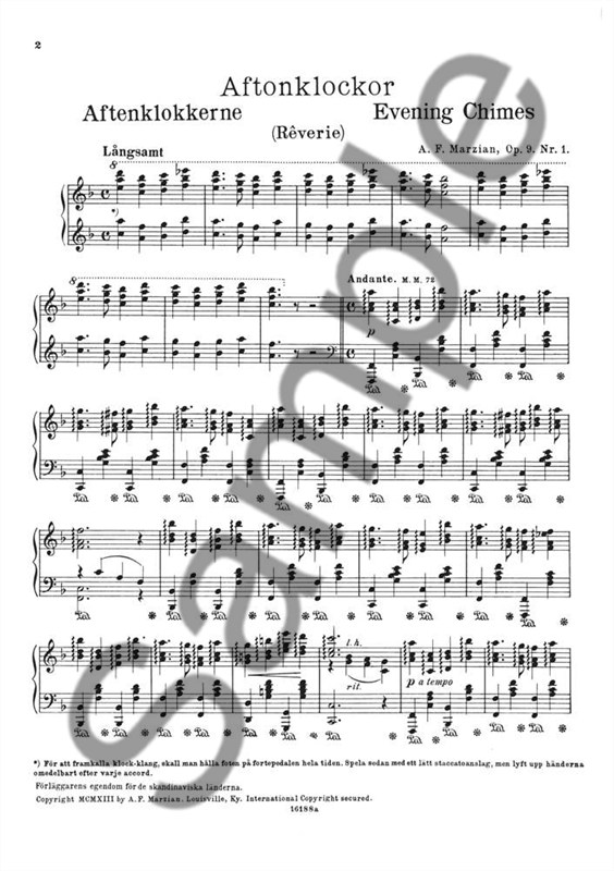 Albert Frederick Marzian: Aftonklockorna Op.9 No.1
